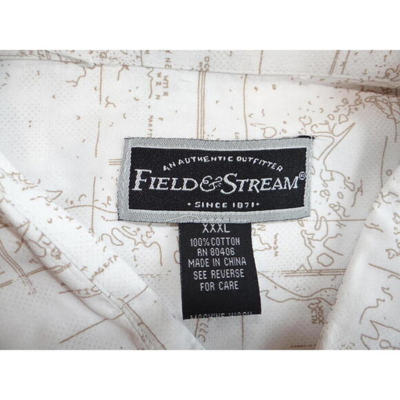 Field & Stream Map Print Short Sleeve Shirt XXXL - Picture 3 of 3
